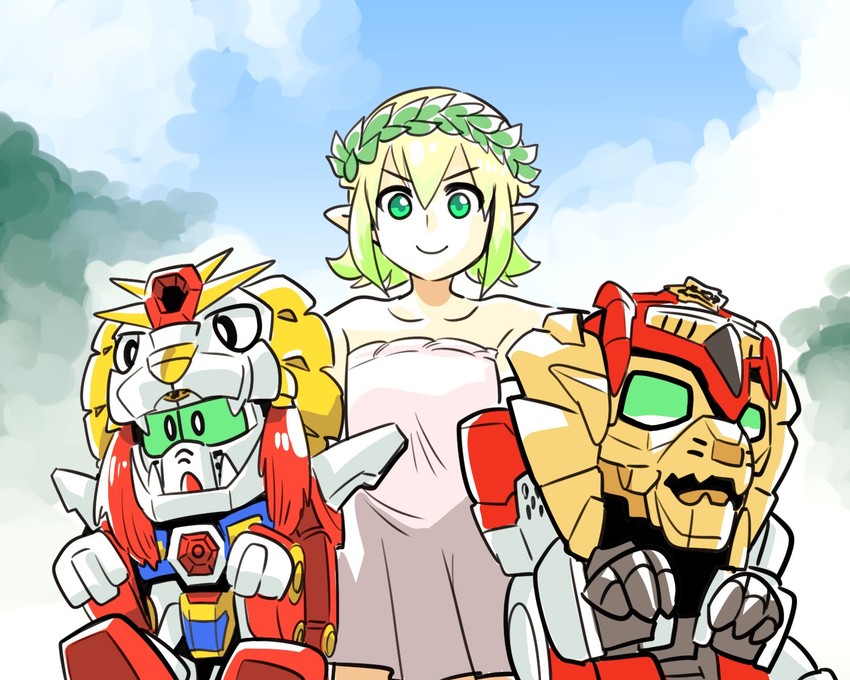 g-forest goddess and shishi gundam (original and 4 more) drawn by kato_takuji