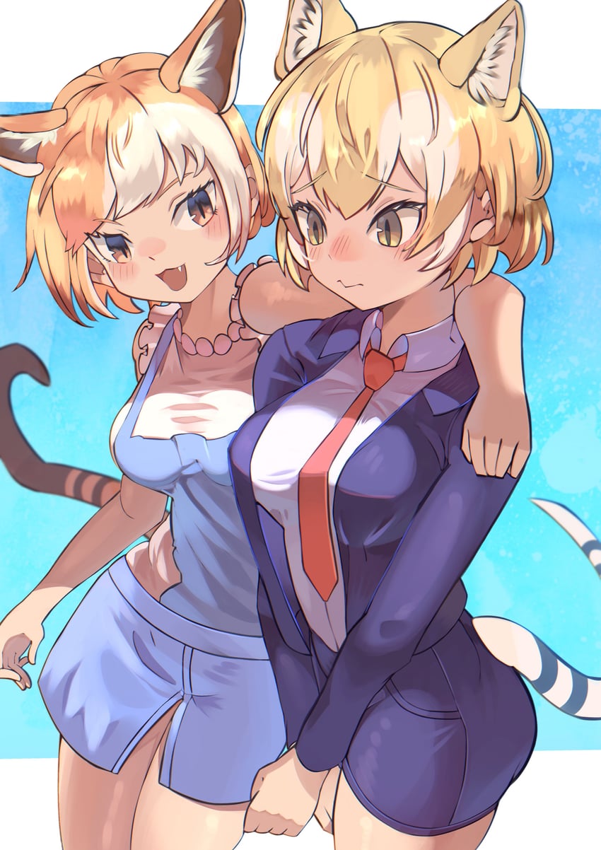 thylacine and tasmanian tiger (kemono friends and 1 more) drawn by osnmykk
