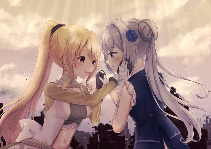 yakumo mitama and togame momoko (mahou shoujo madoka magica and 1 more) drawn by shirousa_(blanche_lapine3)