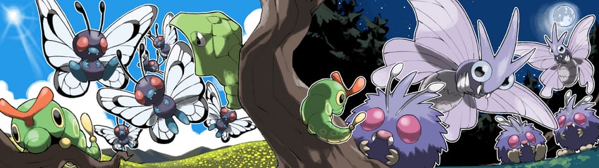 butterfree, caterpie, metapod, venomoth, and venonat (pokemon) drawn by blacknirrow