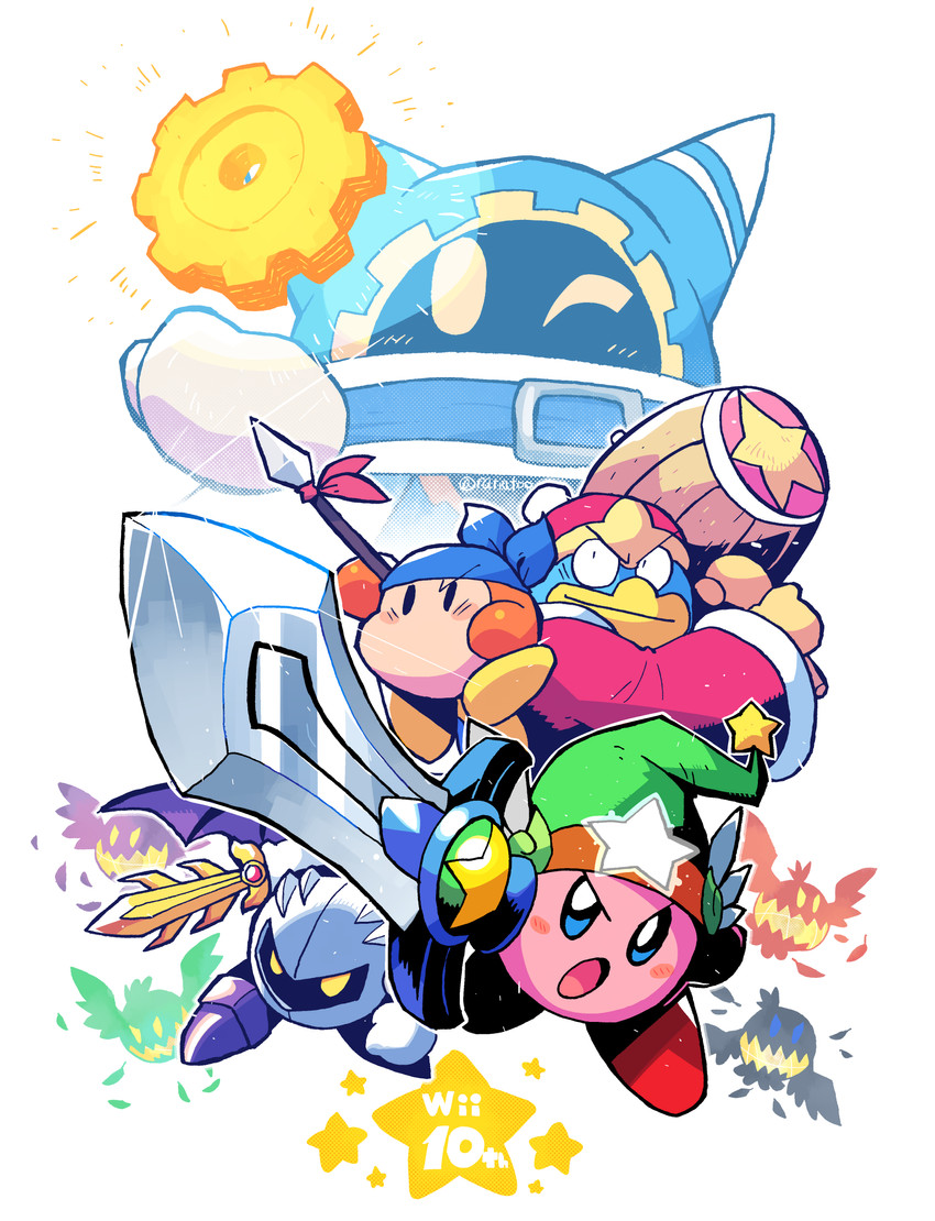 kirby, meta knight, king dedede, magolor, bandana waddle dee, and 4 more (kirby and 1 more) drawn by rariatto_(ganguri)