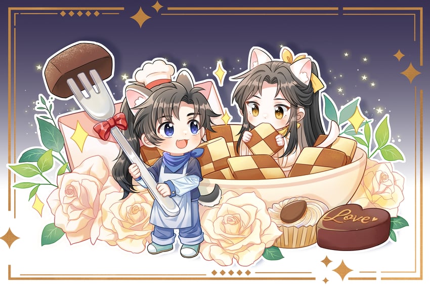 chu wanning and mo ran (erha he ta de bai mao shizun) drawn by chizuko_(4144768)
