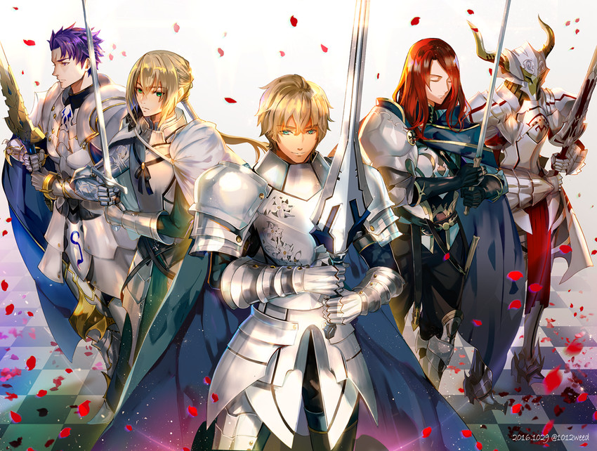 mordred, mordred, gawain, lancelot, bedivere, and 1 more (fate and 3