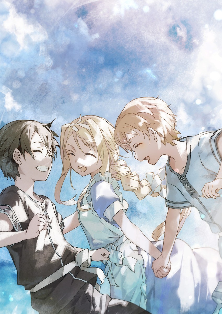 kirito, alice zuberg, and eugeo (sword art online and 1 more)