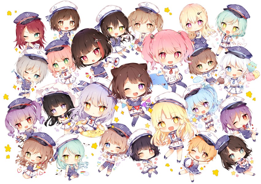 hikawa sayo, hikawa hina, mitake ran, tsurumaki kokoro, aoba moca, and 20 more (bang dream!) drawn by taya_oco