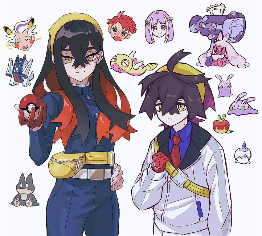 kieran, carmine, litwick, lacey, goomy, and 6 more (pokemon and 1 more) drawn by 2023_7_13