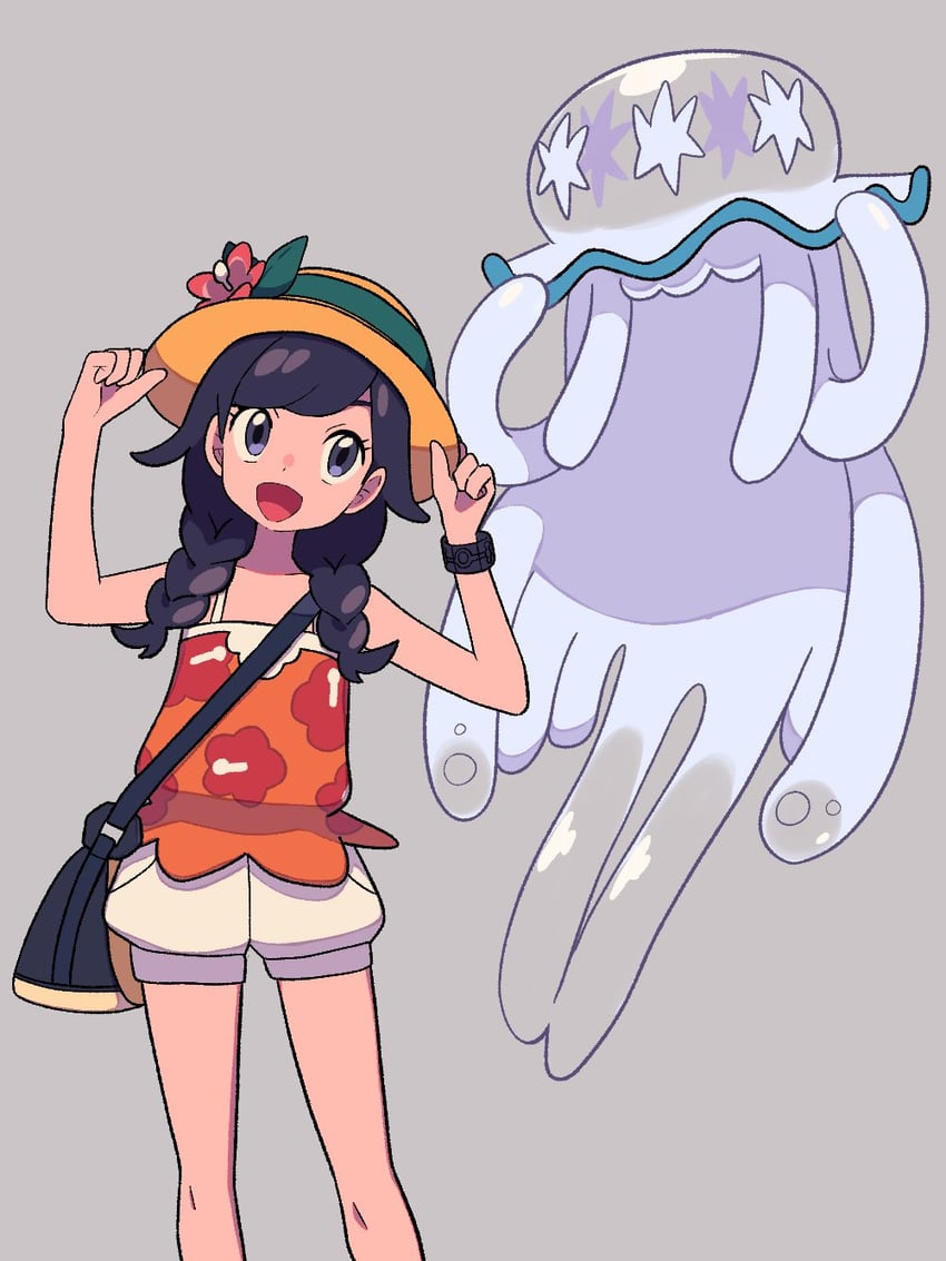 selene and nihilego (pokemon and 1 more) drawn by tyako_089