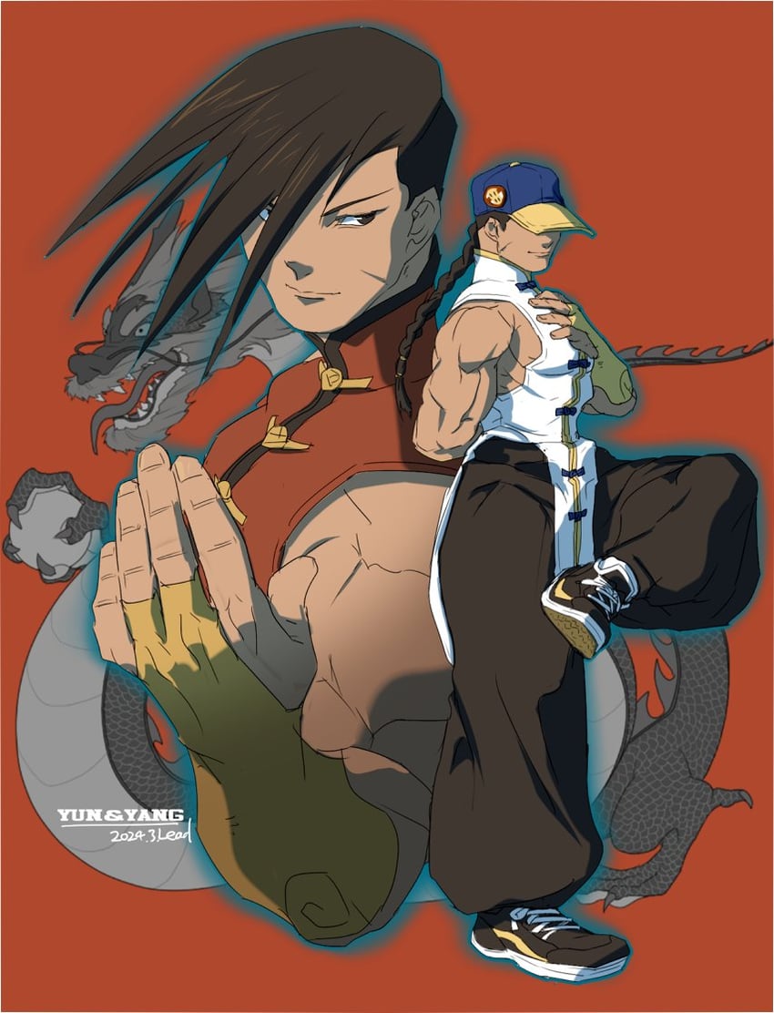 yun lee and yang lee (street fighter and 1 more) drawn by osanpogakari