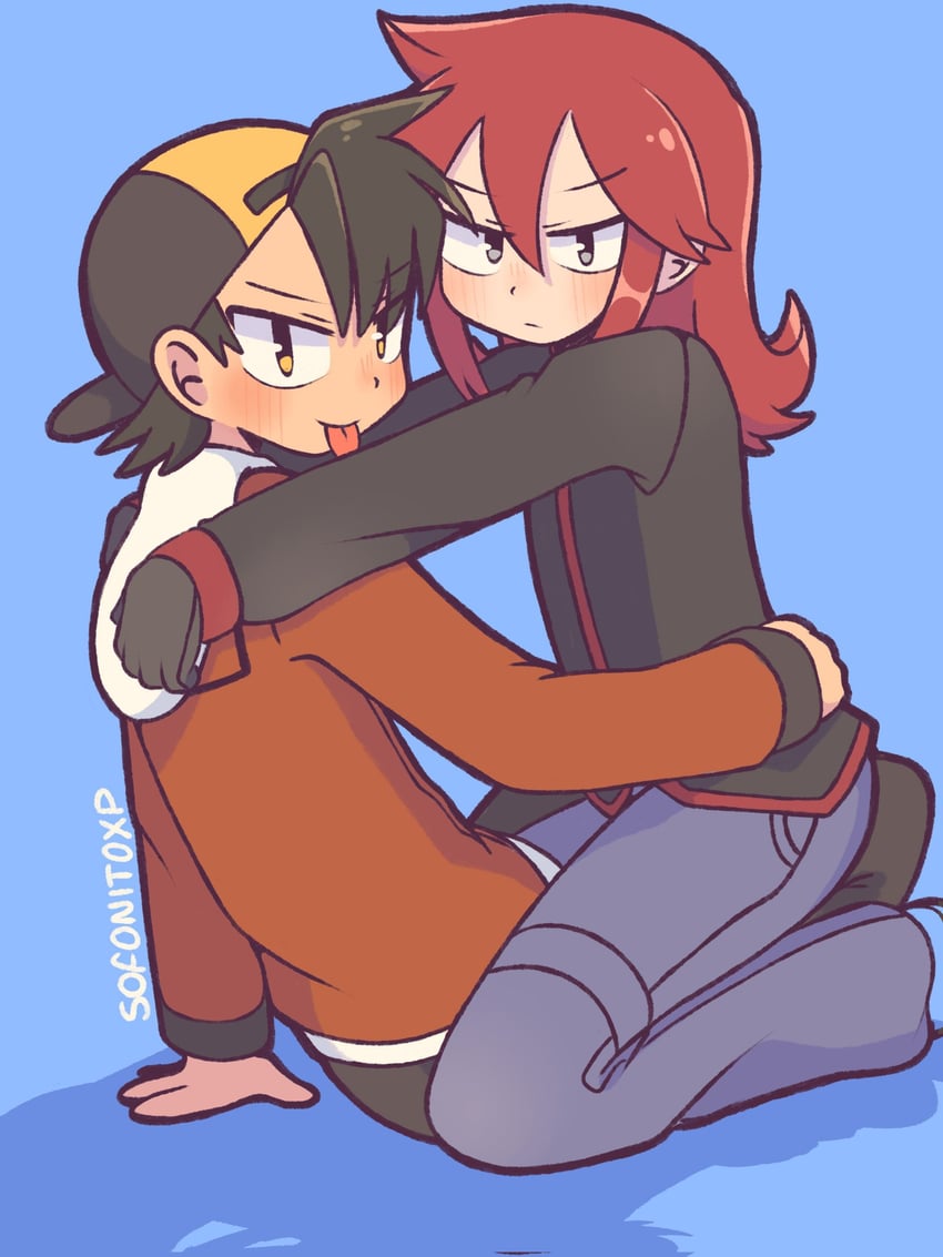 ethan and silver (pokemon and 1 more) drawn by sofo_soup