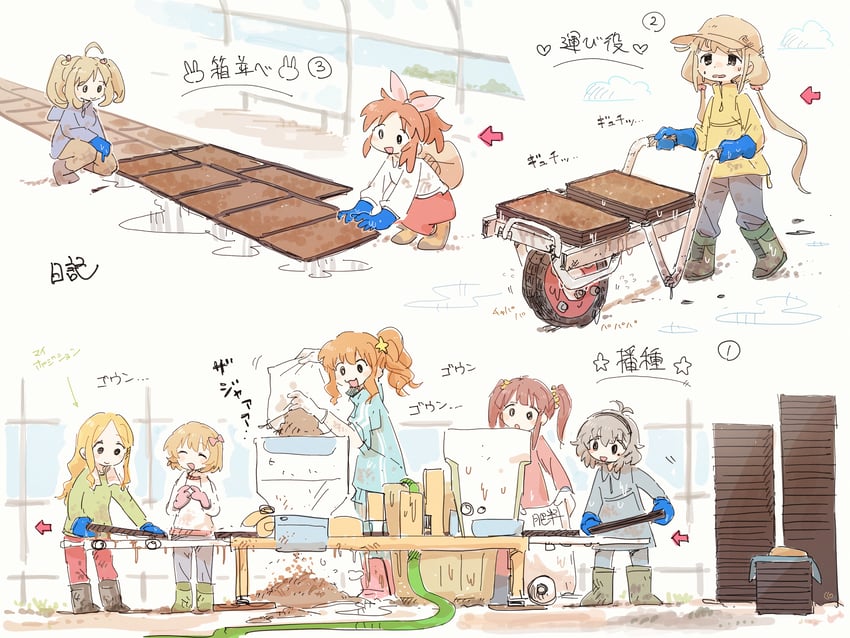 futaba anzu, moroboshi kirari, abe nana, ogata chieri, sato shin, and 3 more (idolmaster and 1 more) drawn by nendo23
