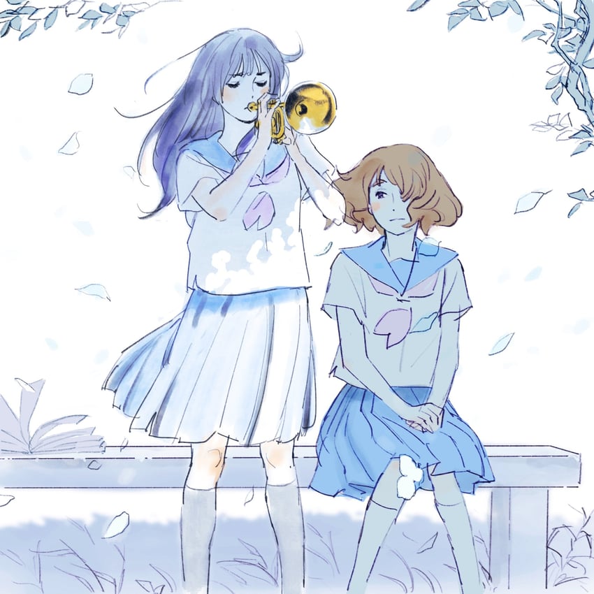 oumae kumiko and kousaka reina (hibike! euphonium) drawn by 55bata6rou