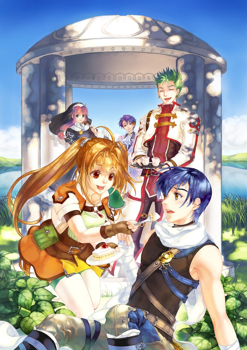 estelle bright, joshua bright, kloe rinz, kevin graham, and ries argent (eiyuu densetsu and 1 more) drawn by jane_mere