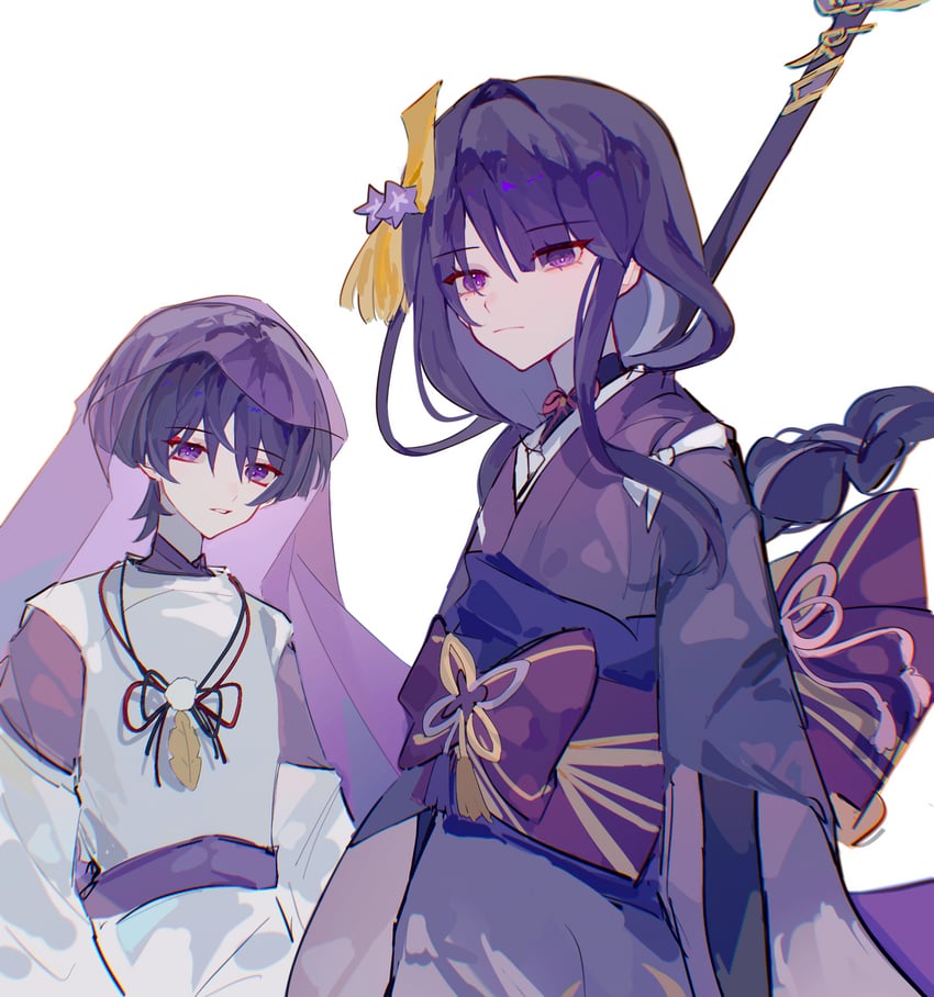 raiden shogun and scaramouche (genshin impact) drawn by buzhi_qiangu