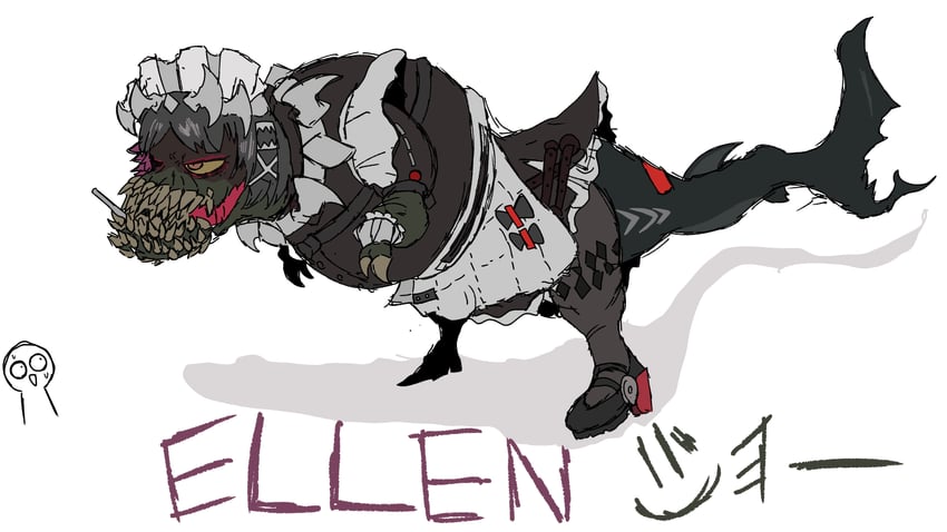 ellen joe and deviljho (zenless zone zero and 1 more) drawn by hinata_(sangeki0822)