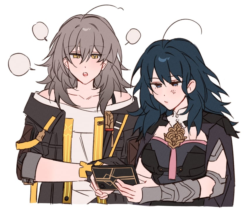 trailblazer, stelle, and female byleth (honkai and 3 more) drawn by majunjuu