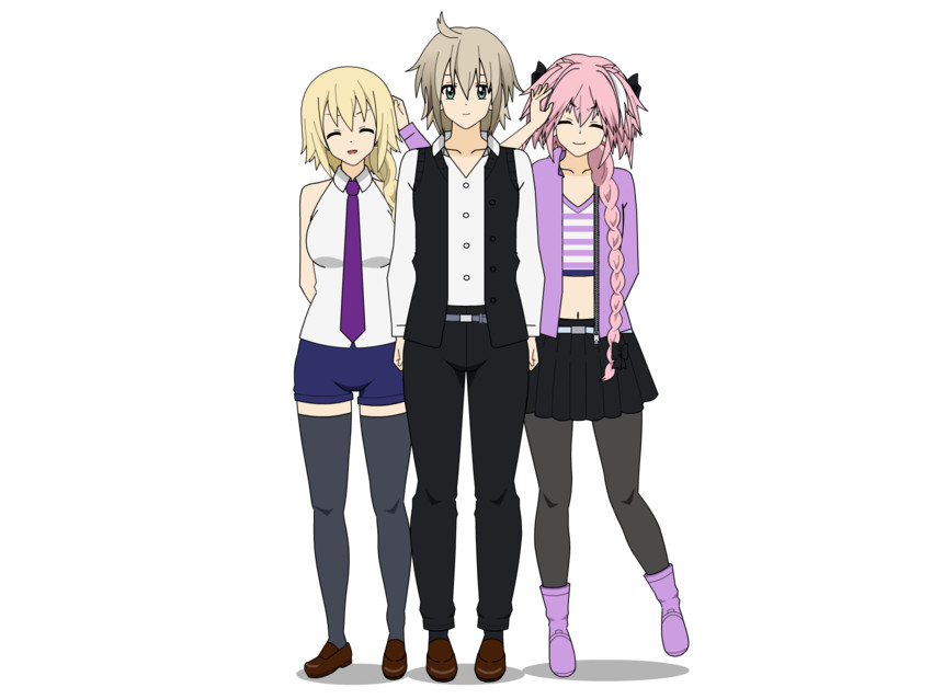 jeanne d'arc, astolfo, and sieg (fate and 1 more) drawn by yumishiro_(wrokplqti)
