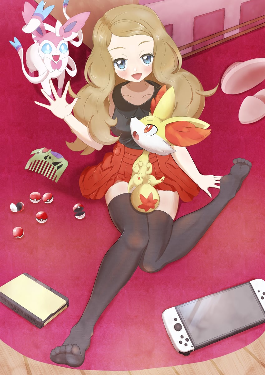 serena, sylveon, and fennekin (pokemon and 1 more) drawn by dosya_252