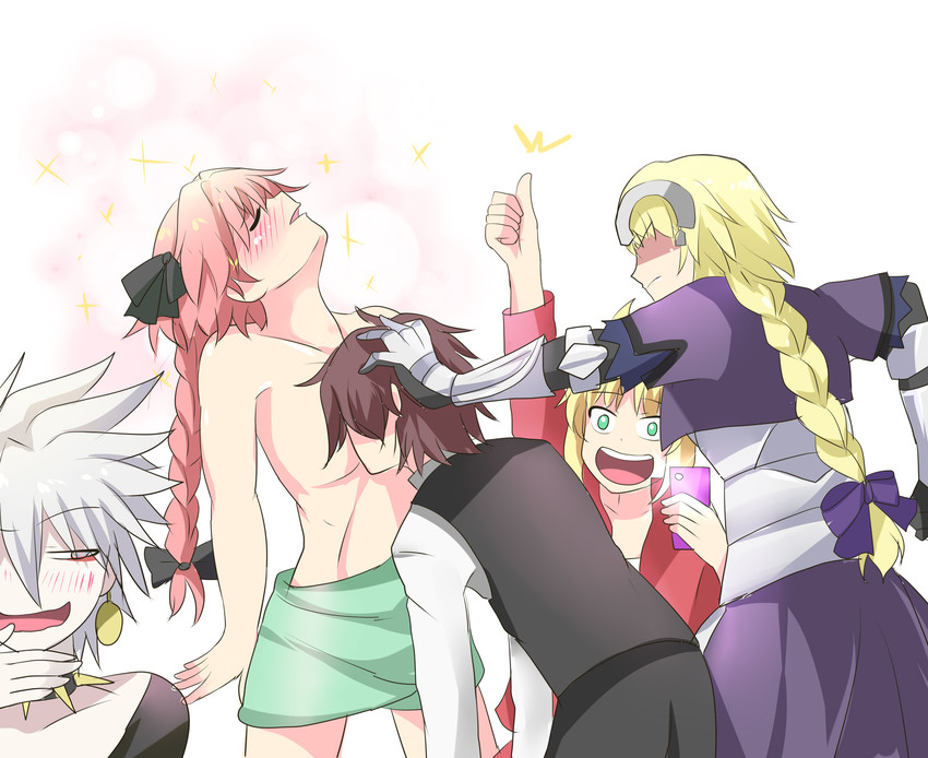 jeanne d'arc, astolfo, mordred, karna, and sieg (fate and 1 more) drawn by ikazu401