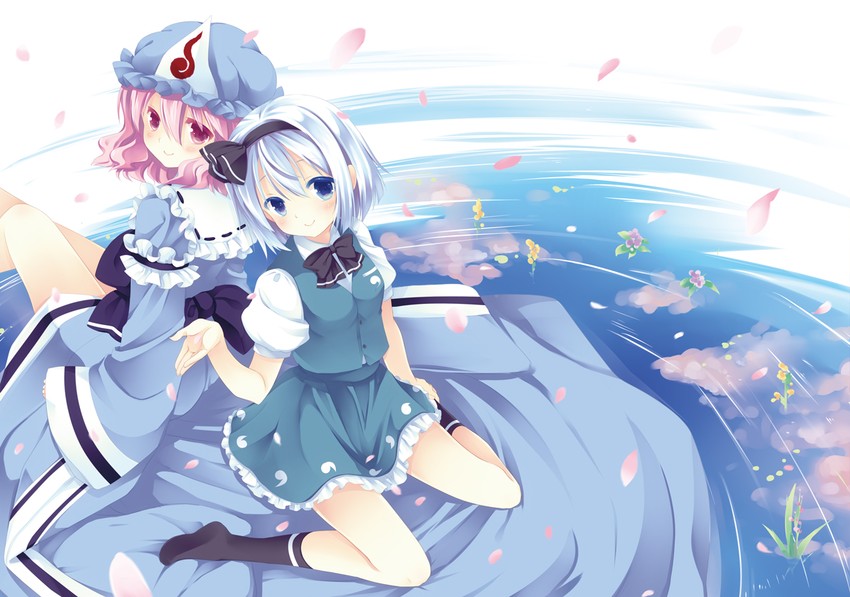 konpaku youmu and saigyouji yuyuko (touhou) drawn by natsume_eri
