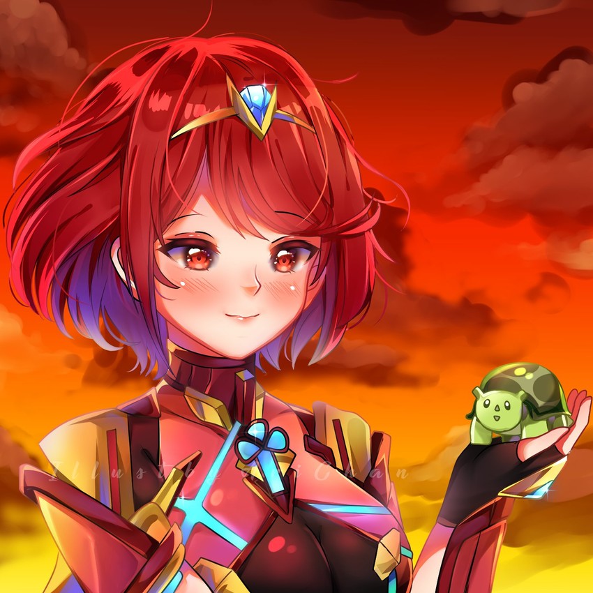 pyra and turters (xenoblade chronicles and 1 more) drawn by arichan