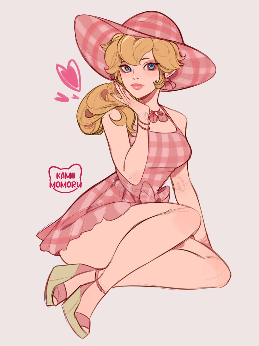 princess peach, barbie, and stereotypical barbie (mario and 1 more) drawn by kamii_momoru