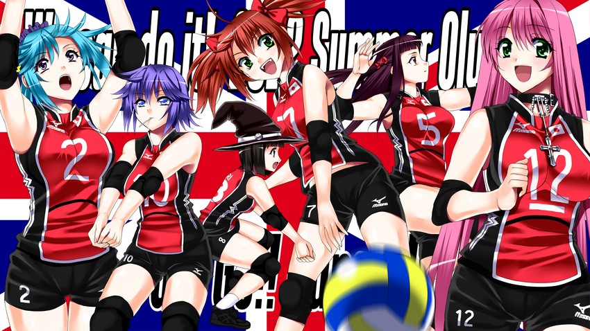 akashiya moka, shirayuki mizore, kurono kurumu, sendou yukari, toujou ruby, and 1 more (rosario+vampire and 2 more) drawn by sen_(sansui)