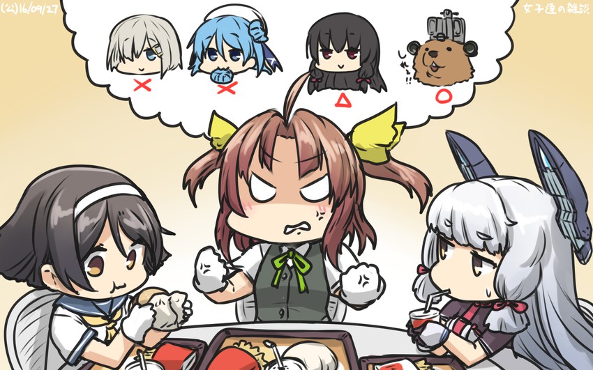hamakaze, murakumo, kagerou, urakaze, isokaze, and 3 more (kantai collection) drawn by hamu_koutarou