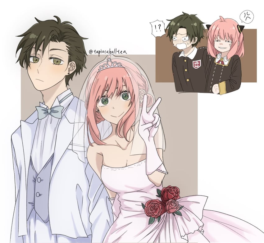 anya and damian desmond (spy x family) drawn by tapiocaballtea