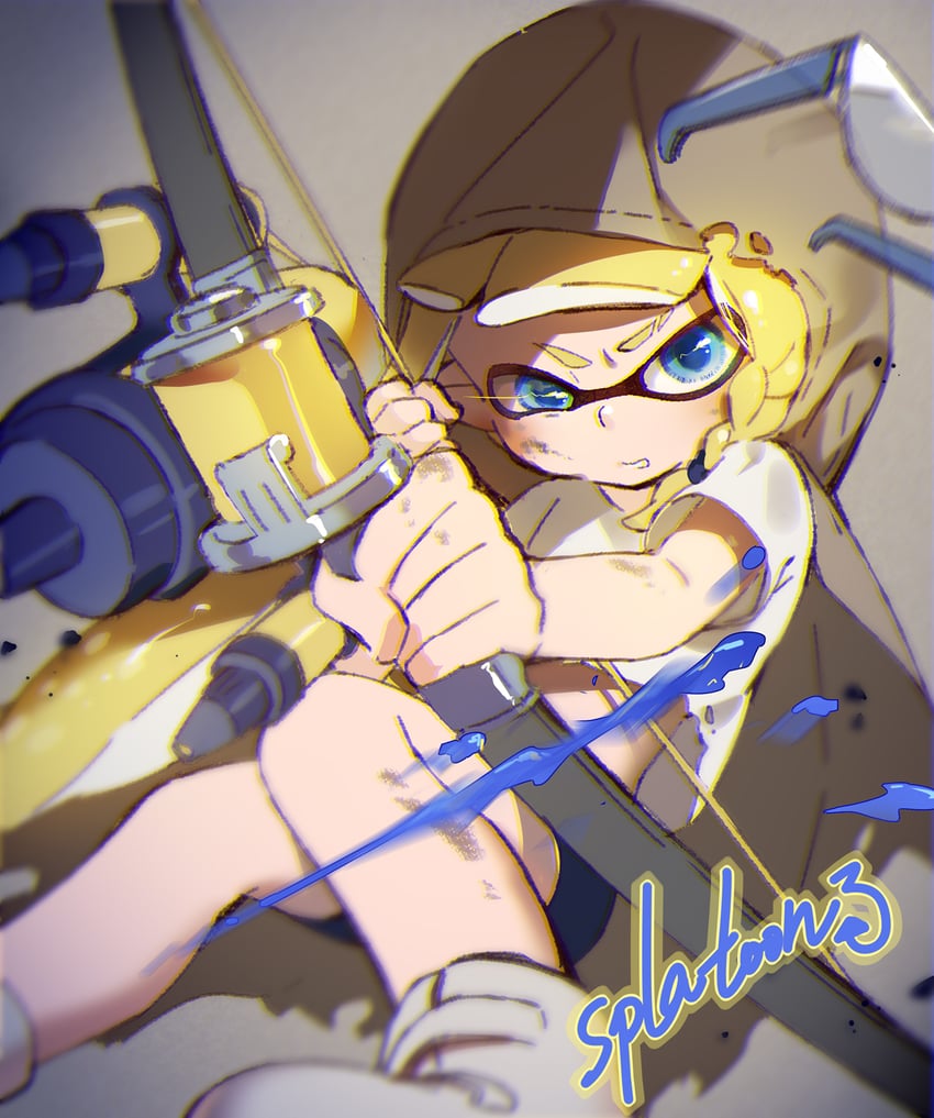 inkling player character, inkling girl, and veronika (splatoon and 1 more) drawn by hmniao