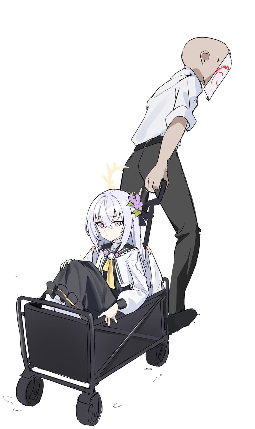 sensei, doodle sensei, and azusa (blue archive) drawn by tamago_(eva1314056)