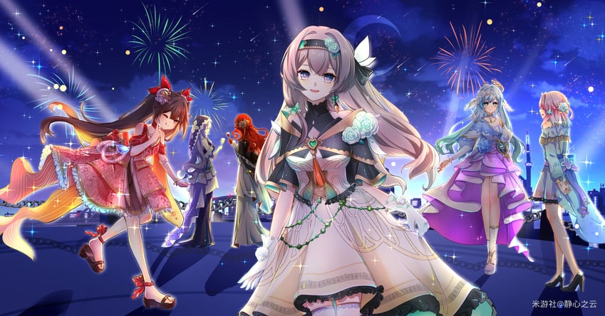 firefly, march 7th, sparkle, robin, black swan, and 1 more (honkai and 1 more) drawn by jingxinzhiyun