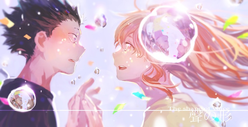 nishimiya shouko and ishida shouya (koe no katachi) drawn by kawaniwa