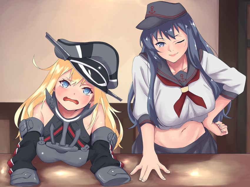 akatsuki and bismarck (kantai collection) drawn by shingyou_(alexander-13)