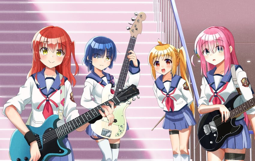 gotoh hitori, kita ikuyo, ijichi nijika, and yamada ryo (bocchi the rock! and 1 more) drawn by odk_360