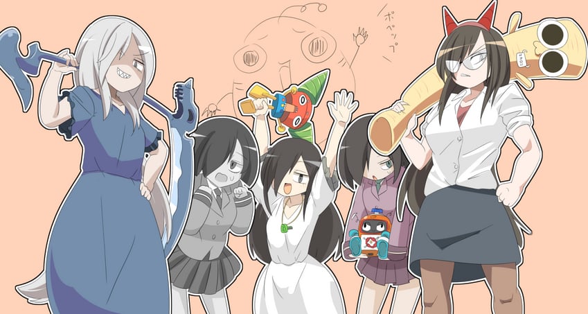 heybot, nejiyanagi yuuko, vocamente yuuko, pluto, kowakowatto natsuo, and 2 more (heybot!) drawn by lets0020