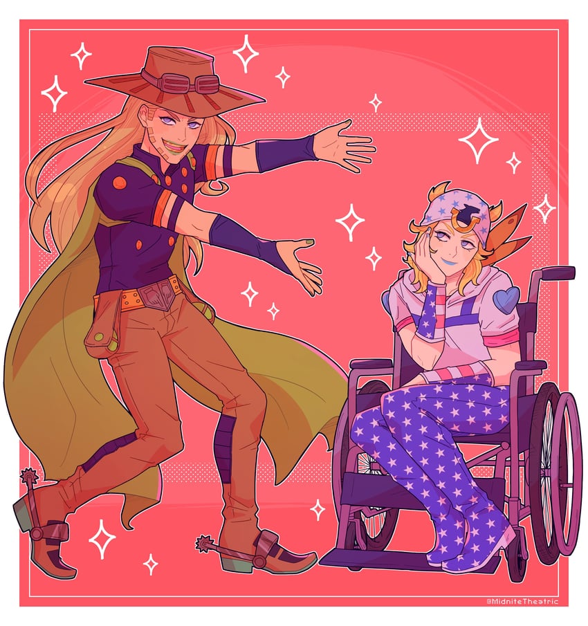 johnny joestar and gyro zeppeli (jojo no kimyou na bouken and 1 more) drawn by midnitetheatric