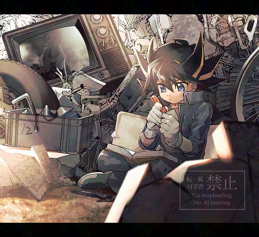 fudo yusei and crow hogan (yu-gi-oh! and 1 more) drawn by lunapont