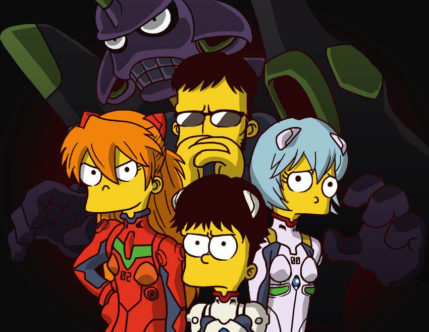 souryuu asuka langley, ayanami rei, ikari shinji, eva 01, and ikari gendou (neon genesis evangelion and 1 more) drawn by james_chung