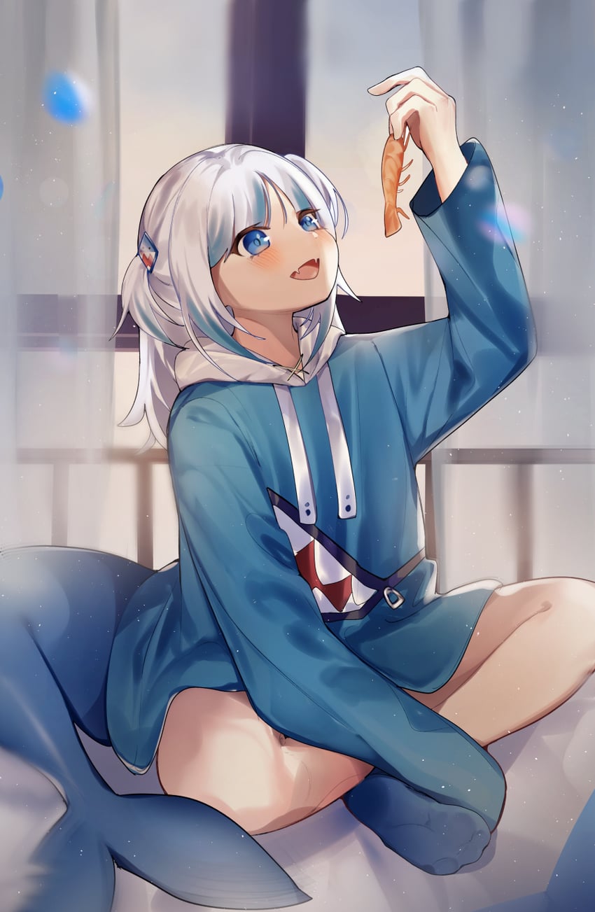 gawr gura and ebi-chan (hololive and 1 more) drawn by xoaiu