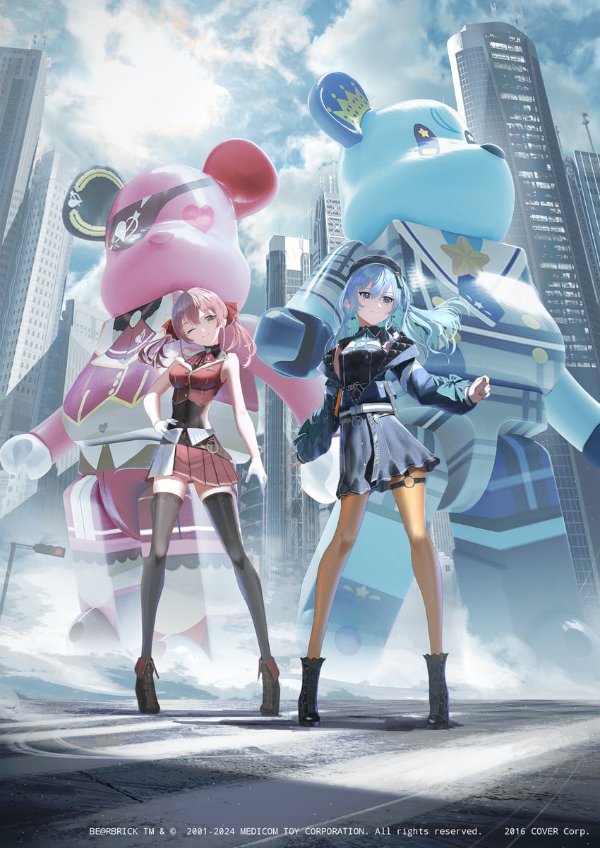 houshou marine and hoshimachi suisei (hololive and 1 more) drawn by swav
