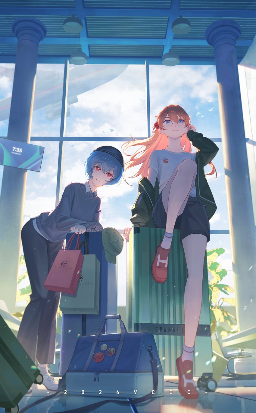 souryuu asuka langley and ayanami rei (neon genesis evangelion) drawn by shengkai167