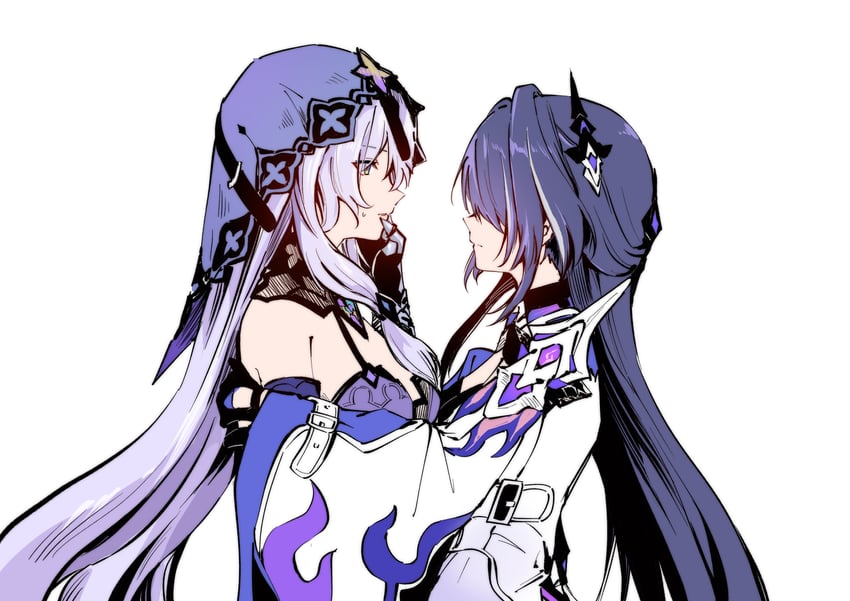 acheron and black swan (honkai and 1 more) drawn by sen_jin_chen