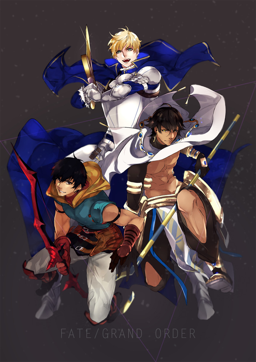 arthur pendragon, ozymandias, and arash (fate and 2 more) drawn by pvc_parfait