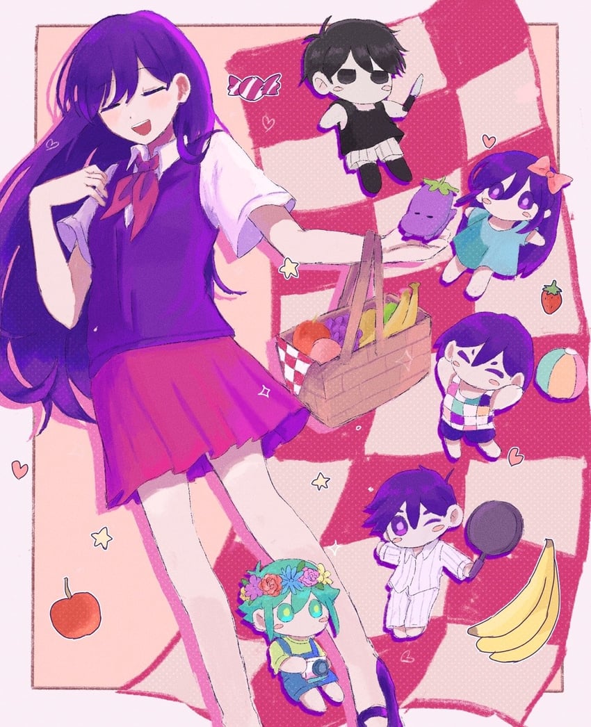 omori, basil, aubrey, mari, kel, and 2 more (omori) drawn by dy4746505
