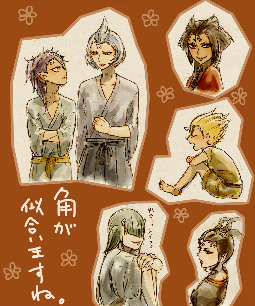 meizu, yasha, shura, goburisu, rasetsu, and 1 more (inazuma eleven and 2 more) drawn by zabuton_dorobou