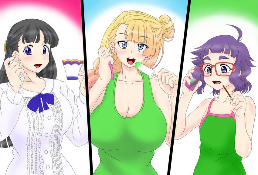 galko, otako, and ojou (oshiete! galko-chan) drawn by makkuro_rokusuke