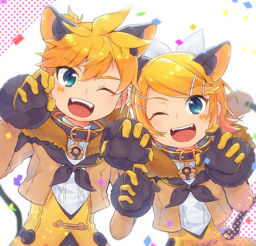 kagamine rin, kagamine len, magical mirai len, and magical mirai rin (vocaloid and 1 more) drawn by reki_(arequa)