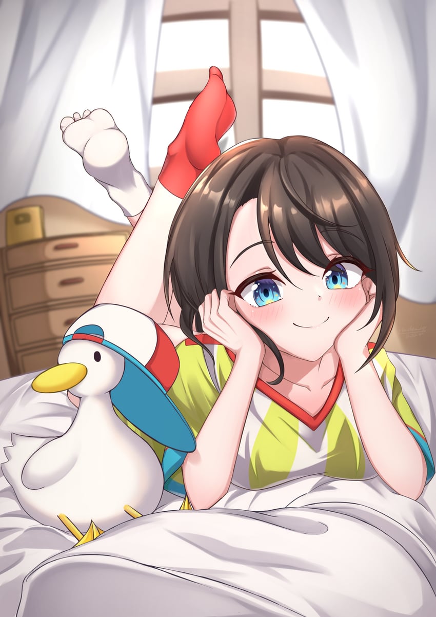 oozora subaru and subaru duck (hololive) drawn by hashira_14