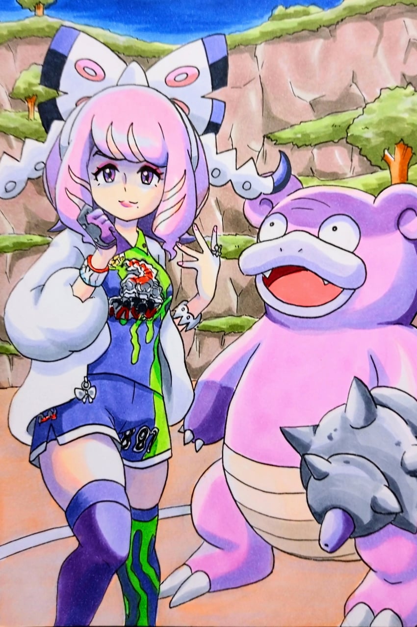 klara and galarian slowbro (pokemon and 1 more) drawn by speedy_(pkh)