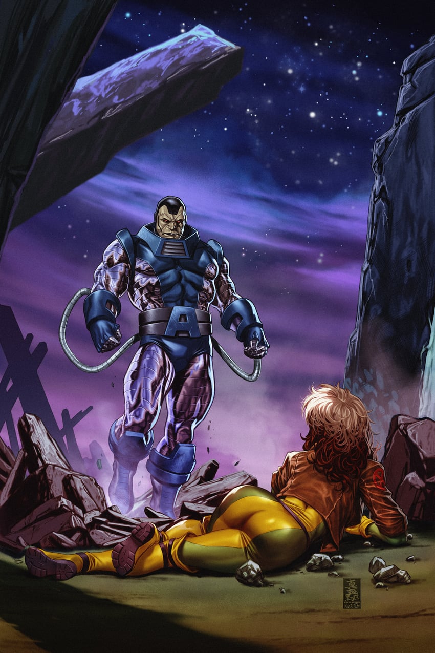 rogue and apocalypse (marvel and 2 more) drawn by mark_brooks